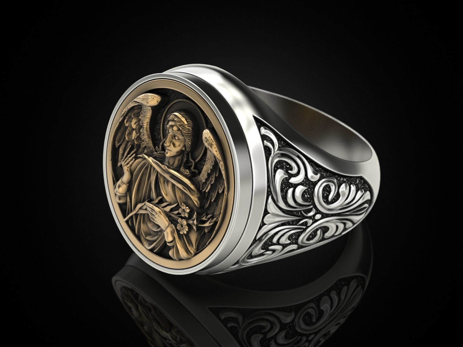 Ring ARCHANGEL GABRIEL 3D print model_7
