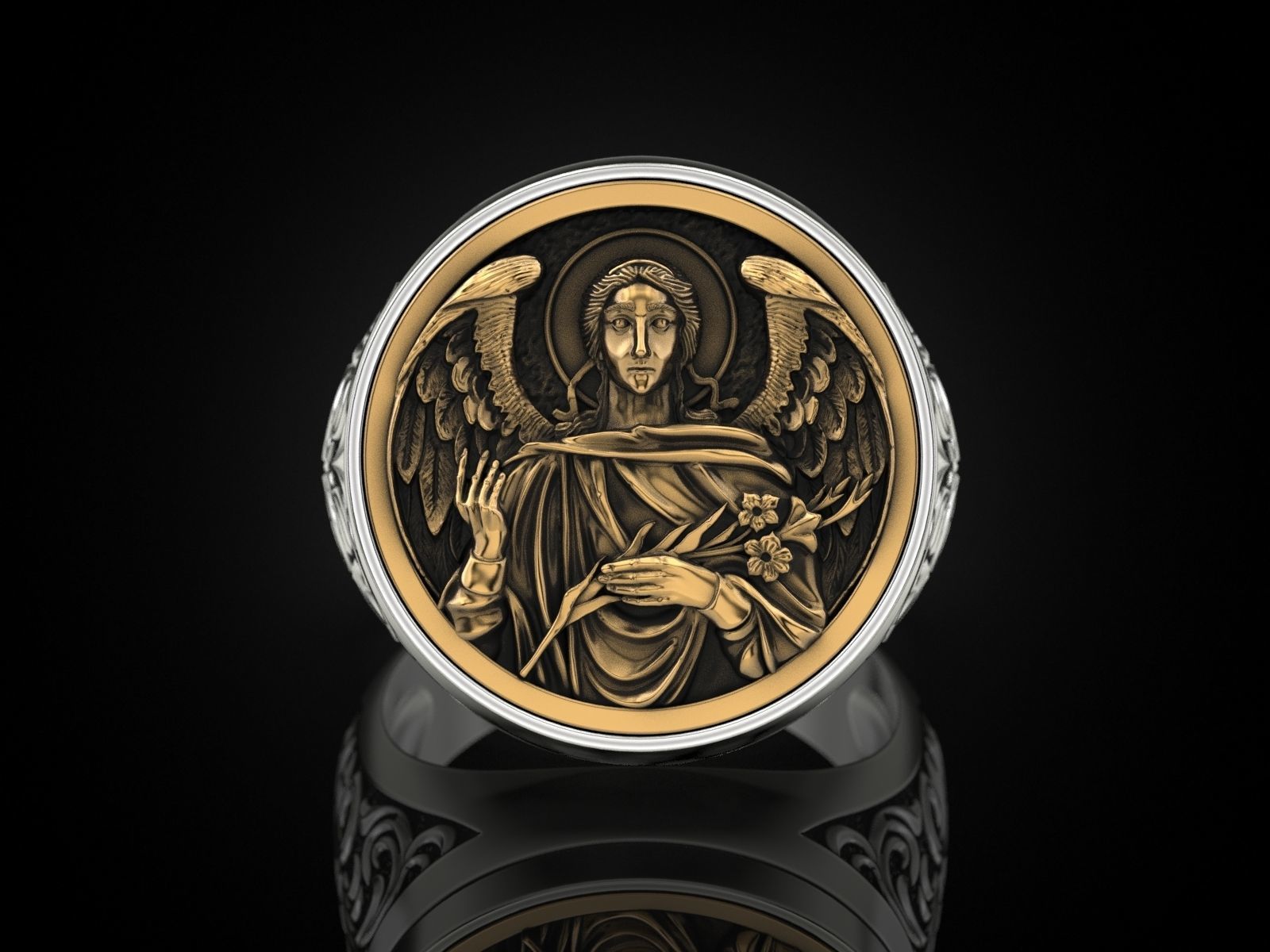 Ring ARCHANGEL GABRIEL 3D print model_2