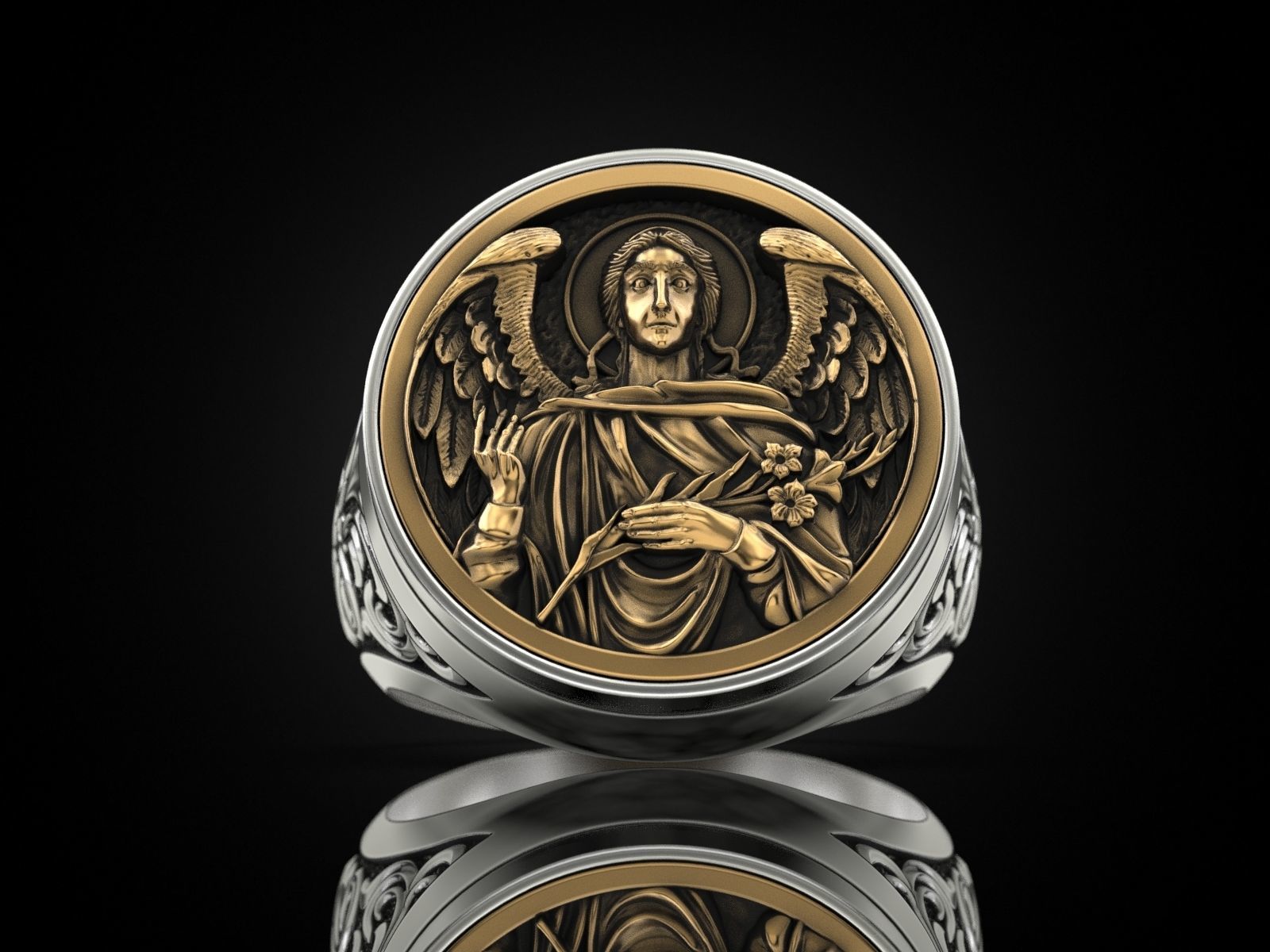 Ring ARCHANGEL GABRIEL 3D print model_8
