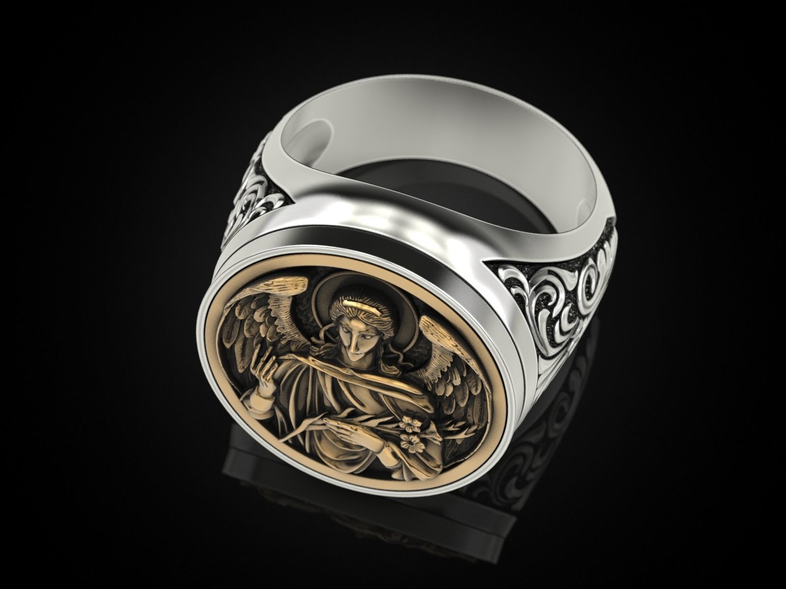 Ring ARCHANGEL GABRIEL 3D print model_9