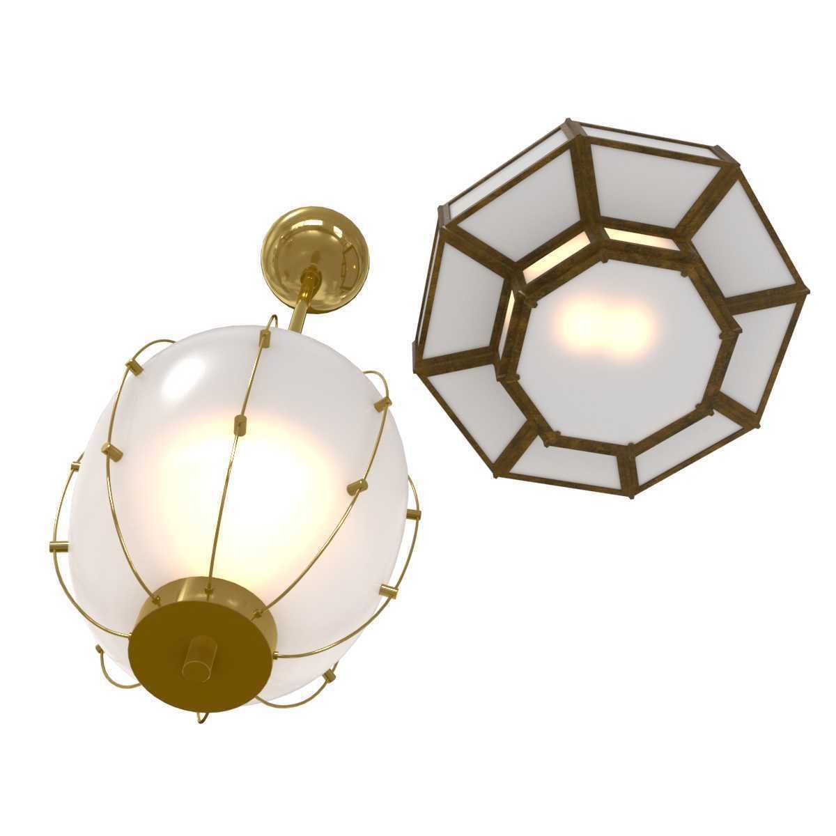 Two ceiling lights 3D model_2