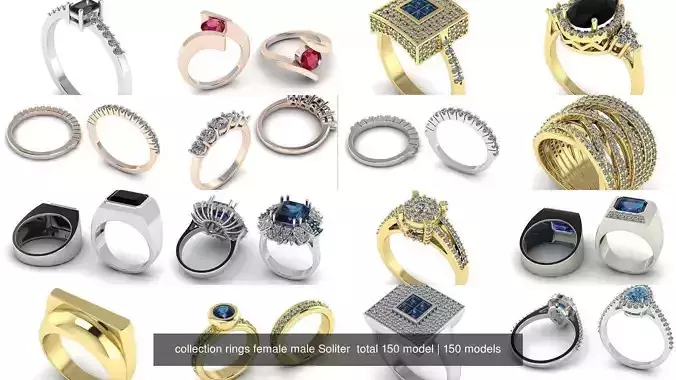 collection rings female male Soliter  total 150 model 