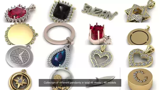 Collection of different pendants in total 48 model 
