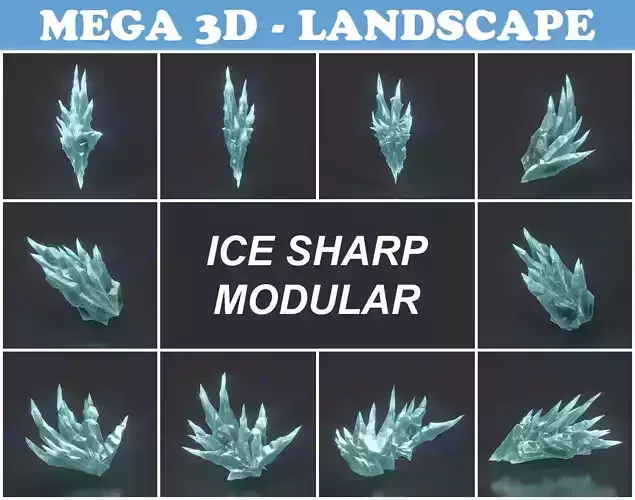 Low poly Sharp Ice Modular 210916 Low-poly 3D model
