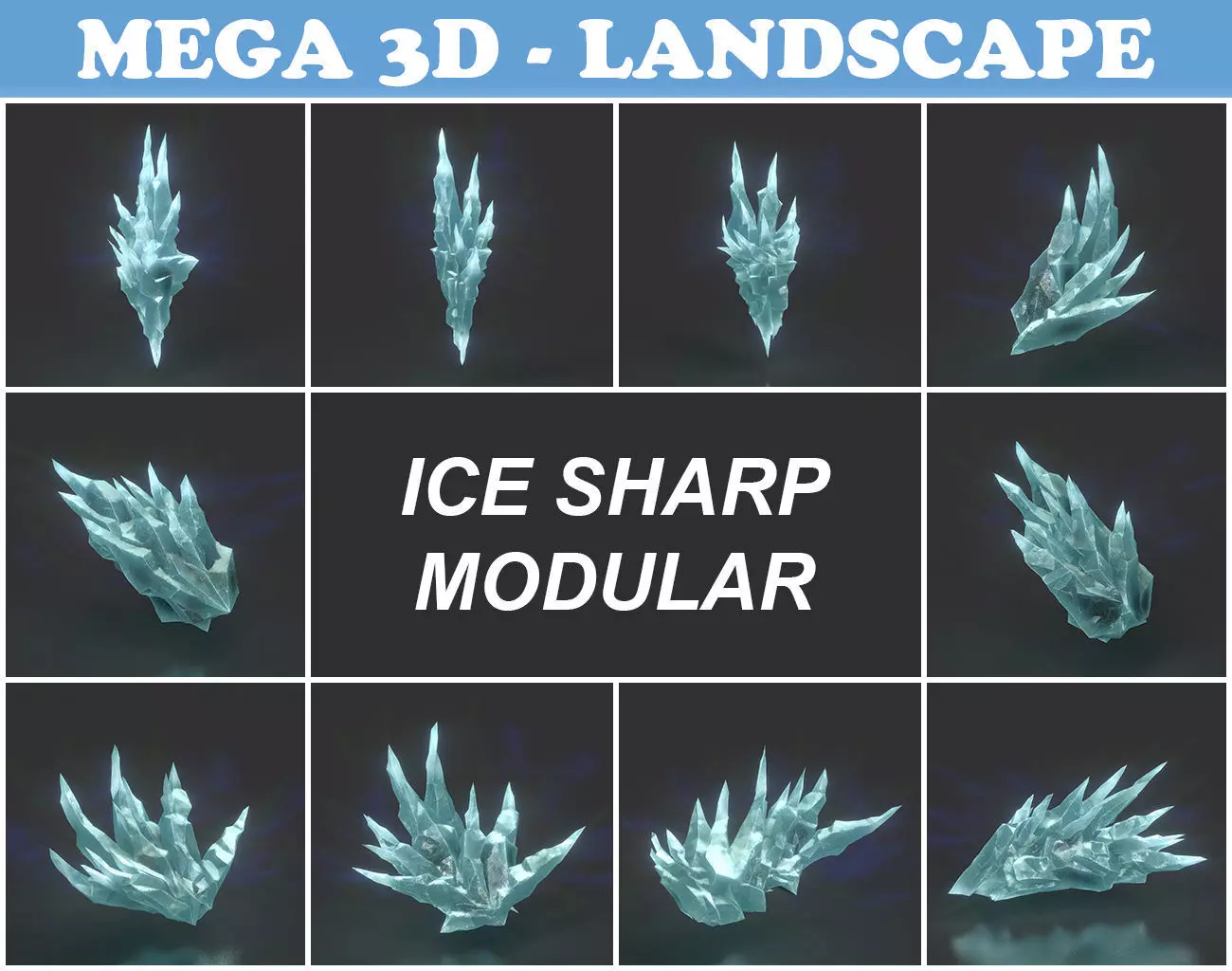 Low poly Sharp Ice Modular 210916 Low-poly 3D model_0