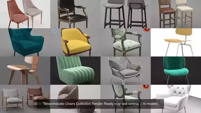 Tenarchstudio Chairs Collection Render Ready vray and corona  