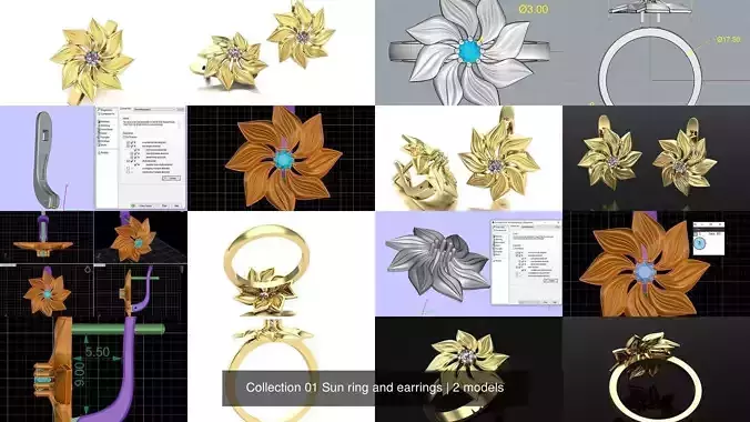 Collection 01 Sun ring and earrings