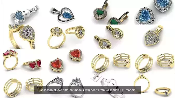 Collection of love different models with hearts total 41 models 