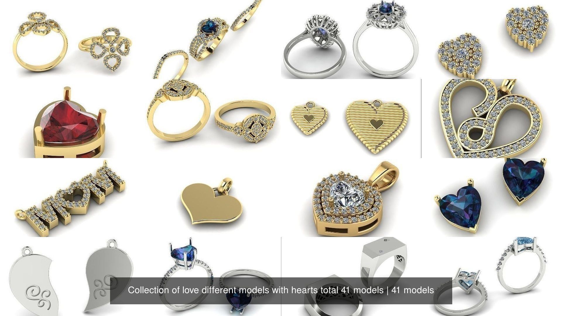 Collection of love different models with hearts total 41 models _2