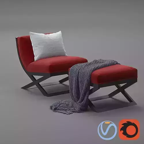 American   Tori Armchair n Ottoman Tenarchstudio  Render ready 