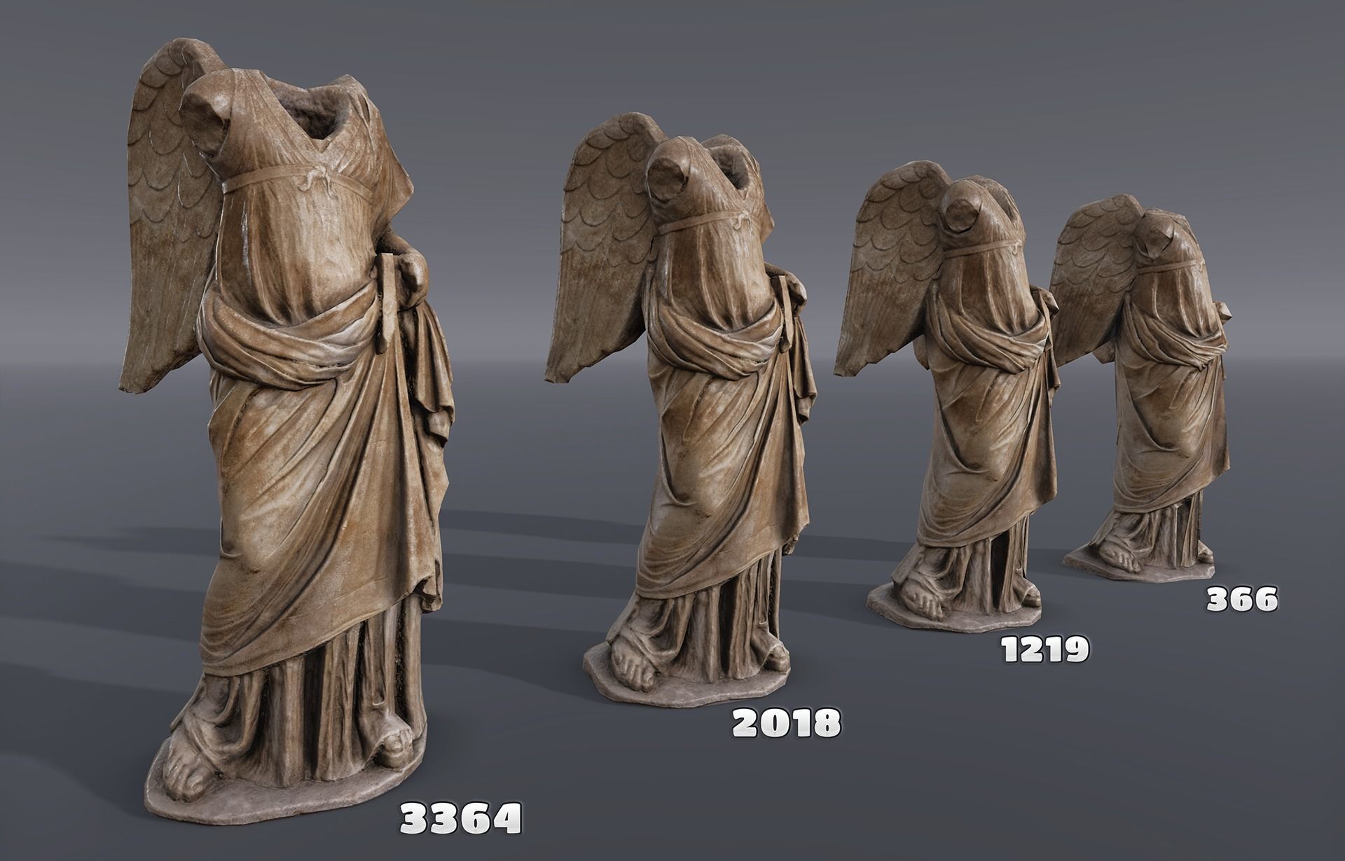 Angel Statue - PBR game-ready Low-poly 3D model_5