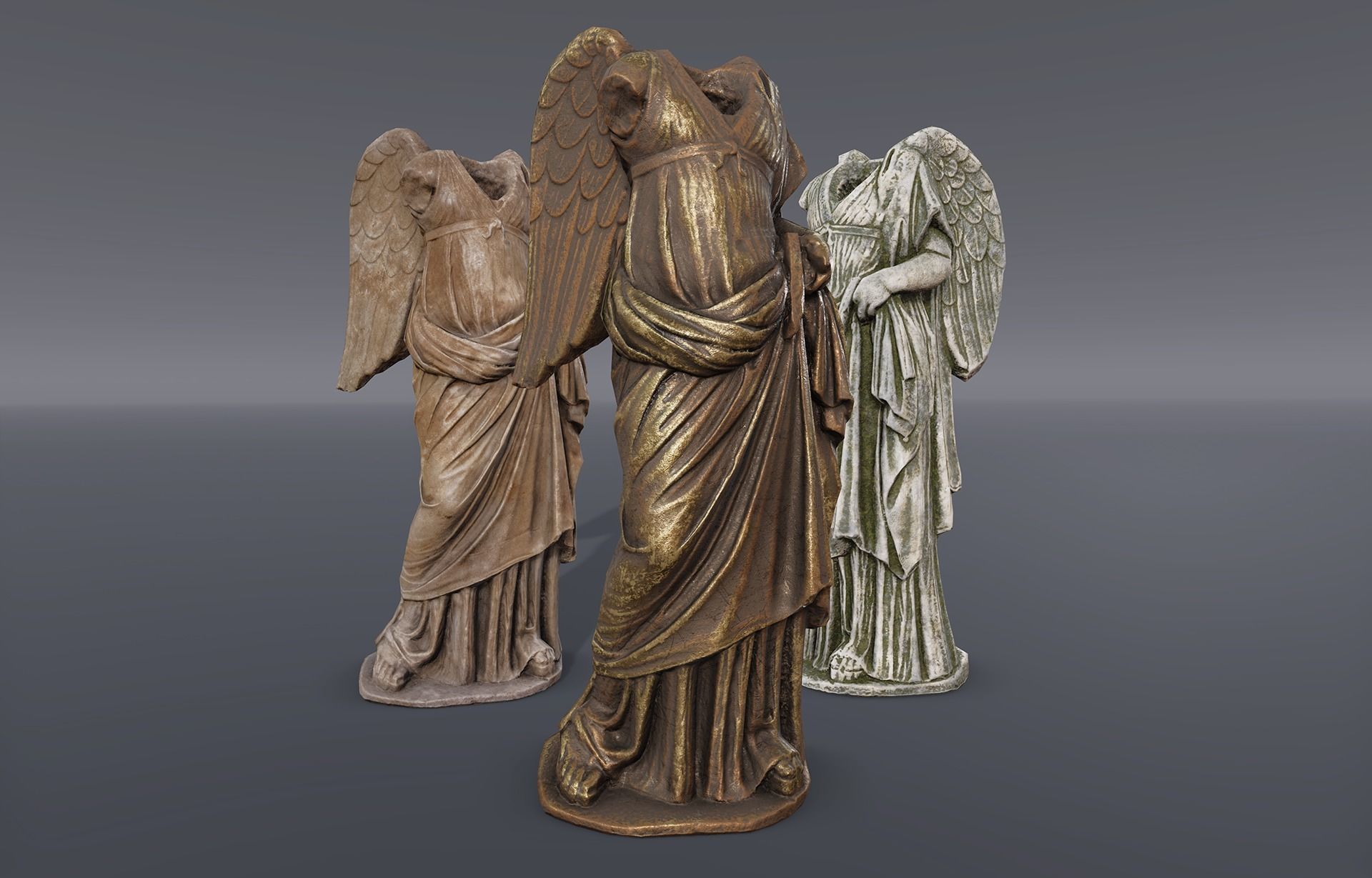 Angel Statue - PBR game-ready Low-poly 3D model_2