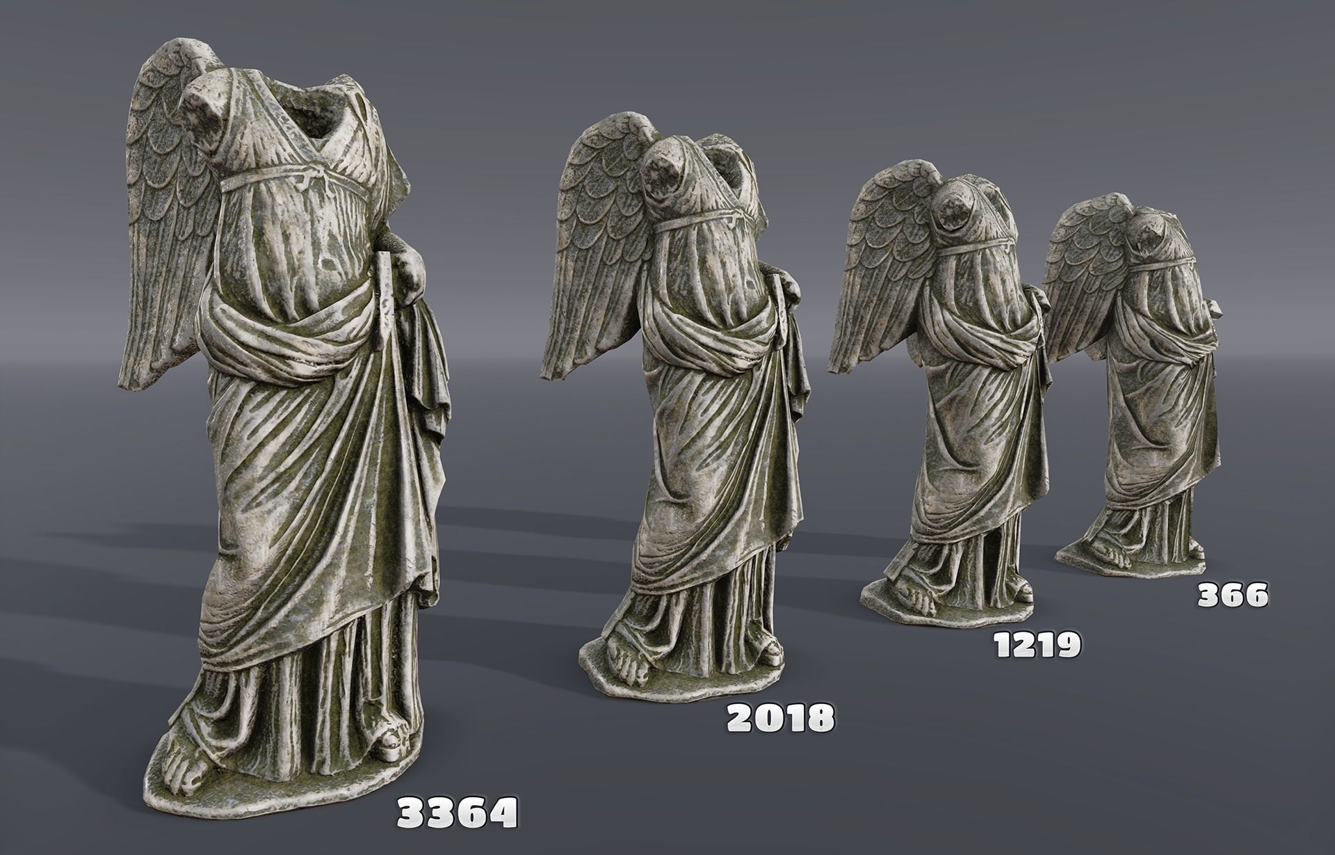 Angel Statue - PBR game-ready Low-poly 3D model_6