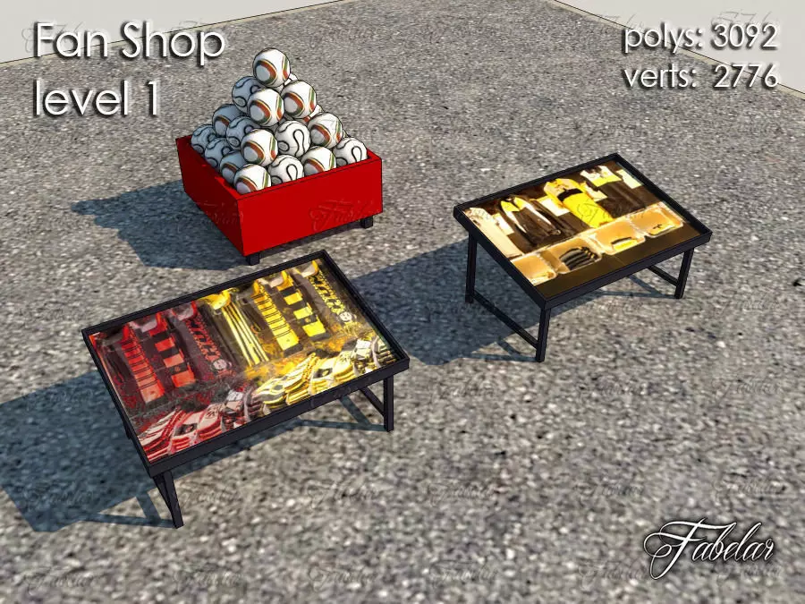 Fan Shop Low-poly 3D model_0