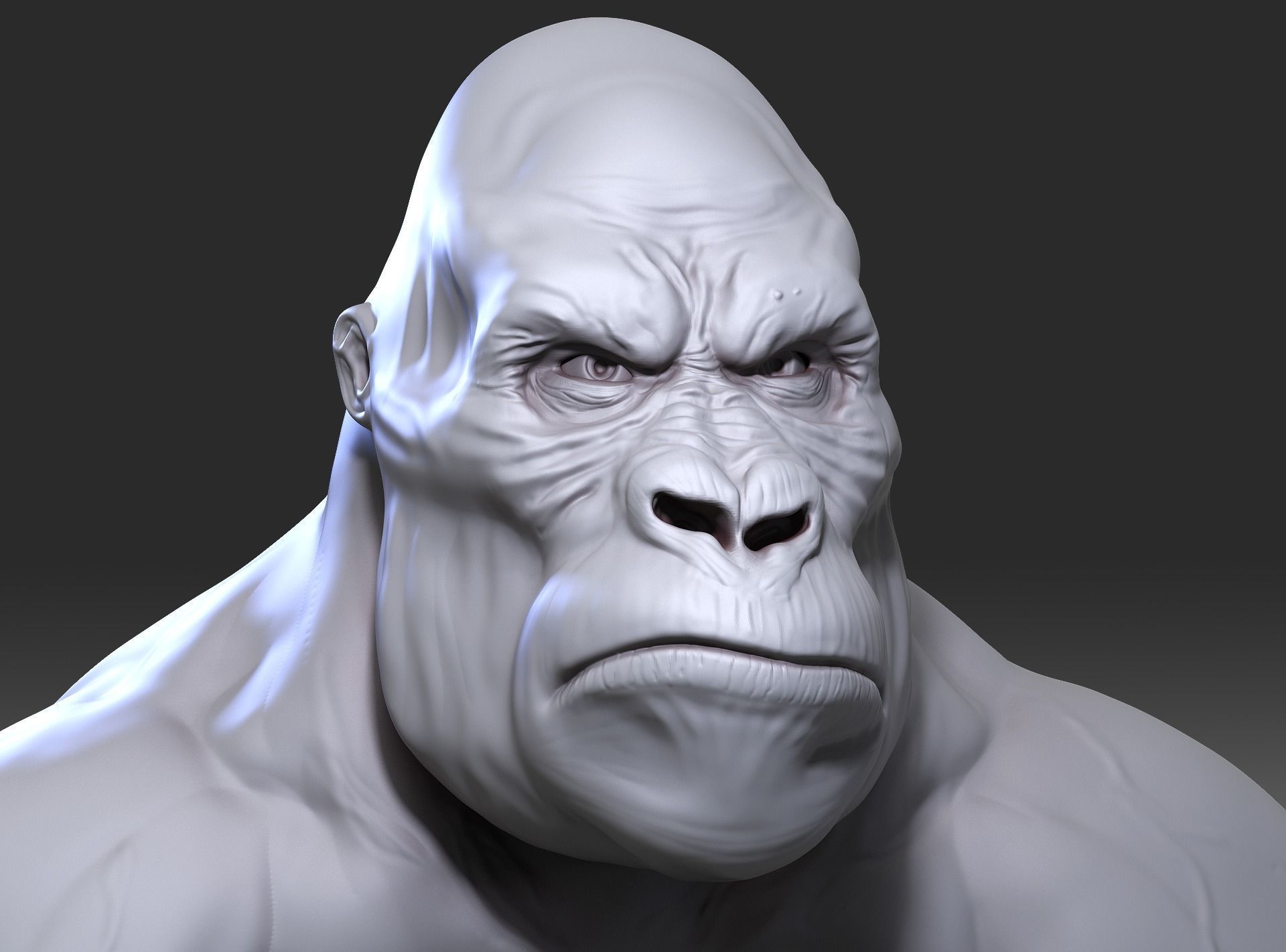Gorilla bust 3D print model_4