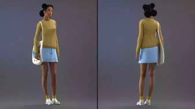 Street Style Light Skin Black Teenage Girl Standing Pose