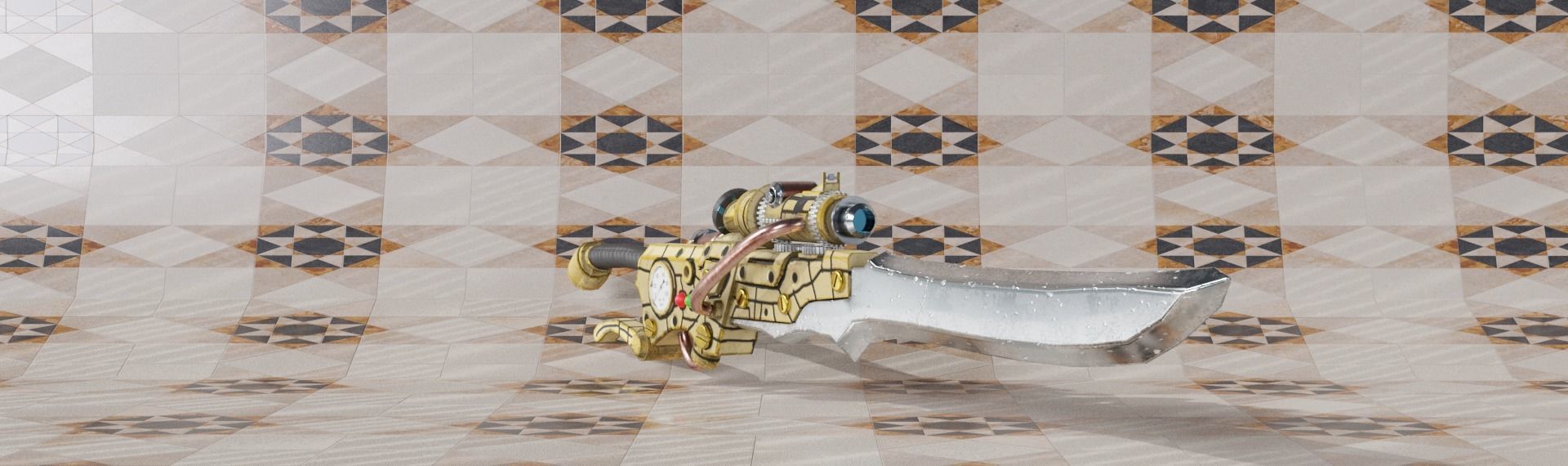 Steampunk pistol Free low-poly 3D model_2