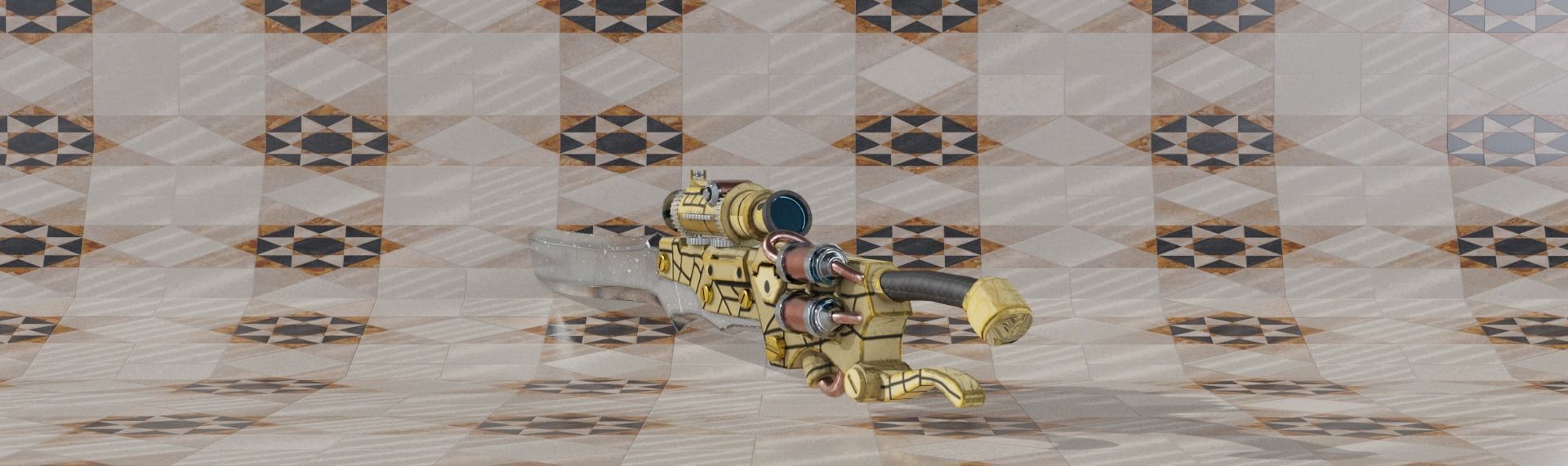 Steampunk pistol Free low-poly 3D model_8