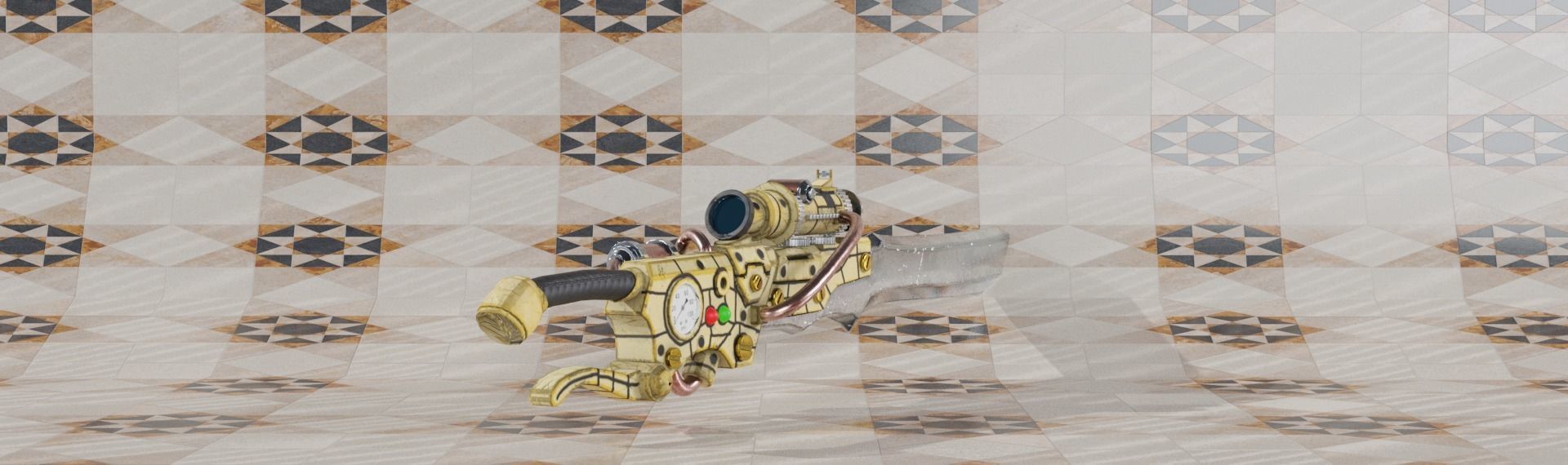 Steampunk pistol Free low-poly 3D model_10