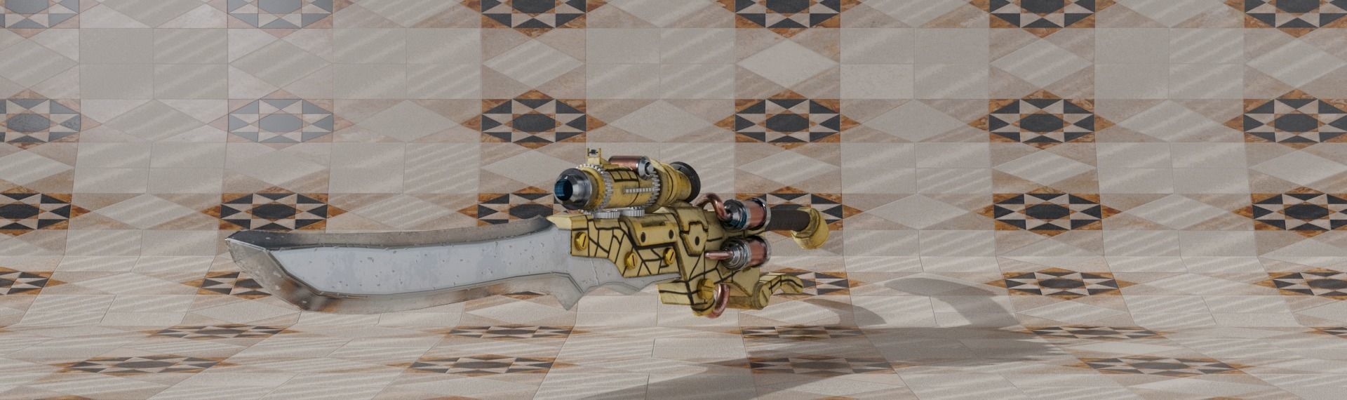 Steampunk pistol Free low-poly 3D model_4