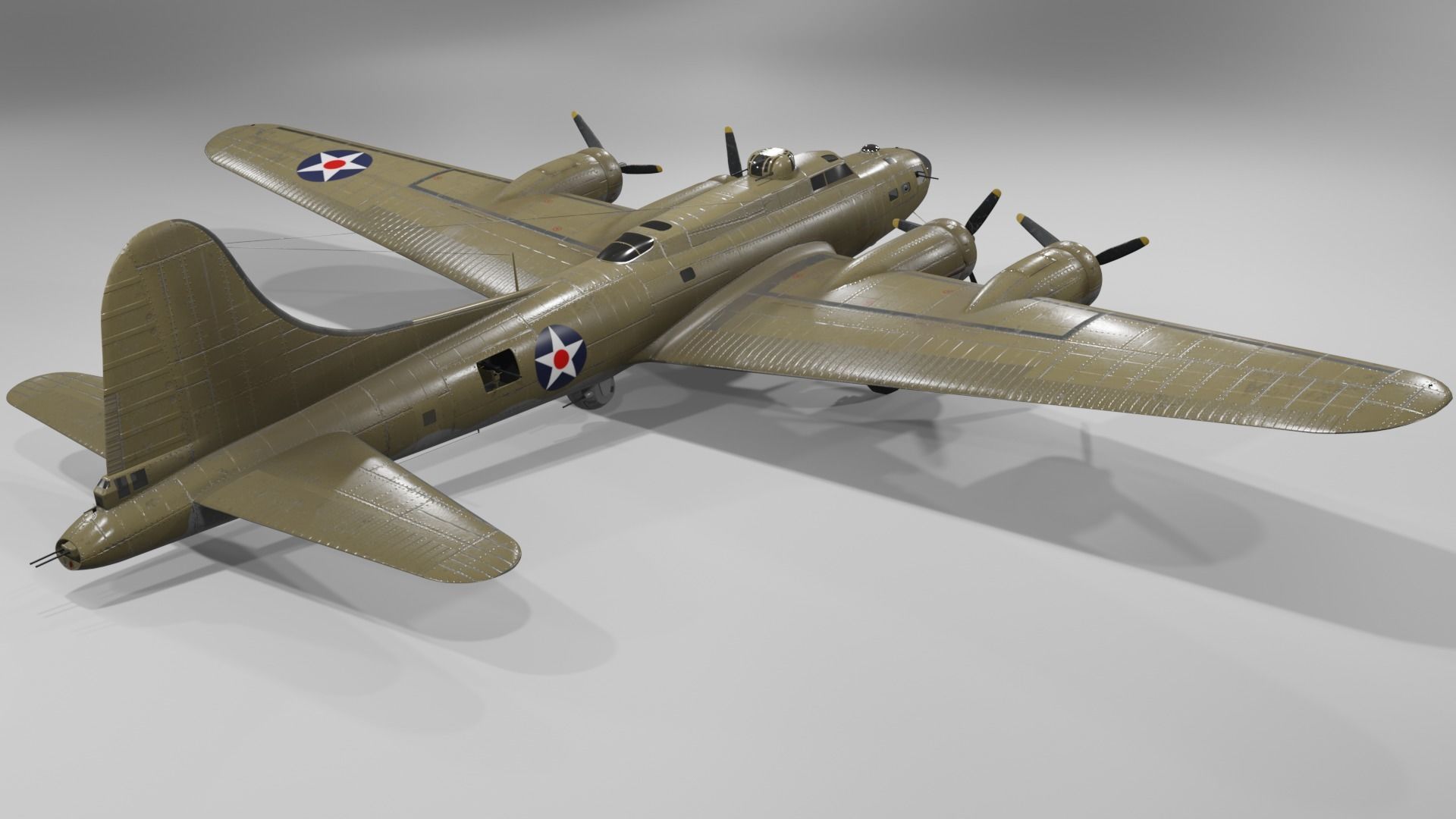 Boeing B-17f Flying Fortress Heavy bomber Low-poly 3D model_6