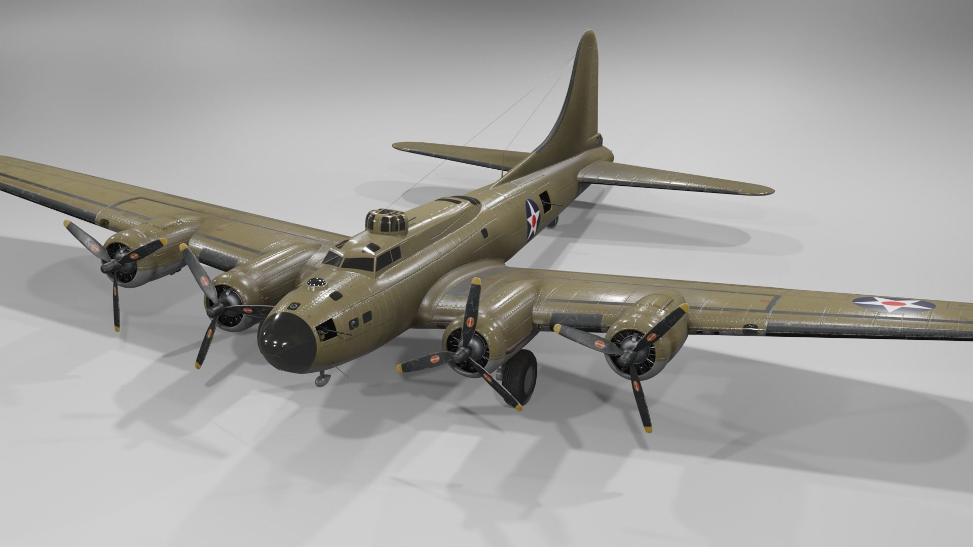 Boeing B-17f Flying Fortress Heavy bomber Low-poly 3D model_20
