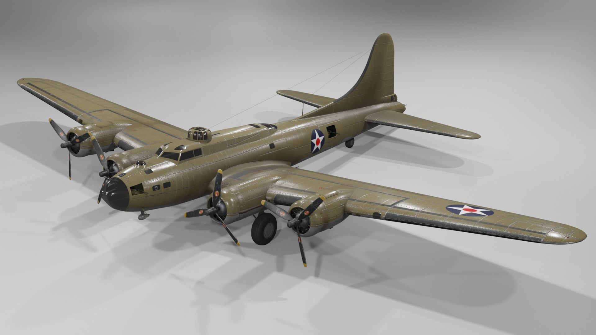 Boeing B-17f Flying Fortress Heavy bomber Low-poly 3D model_2