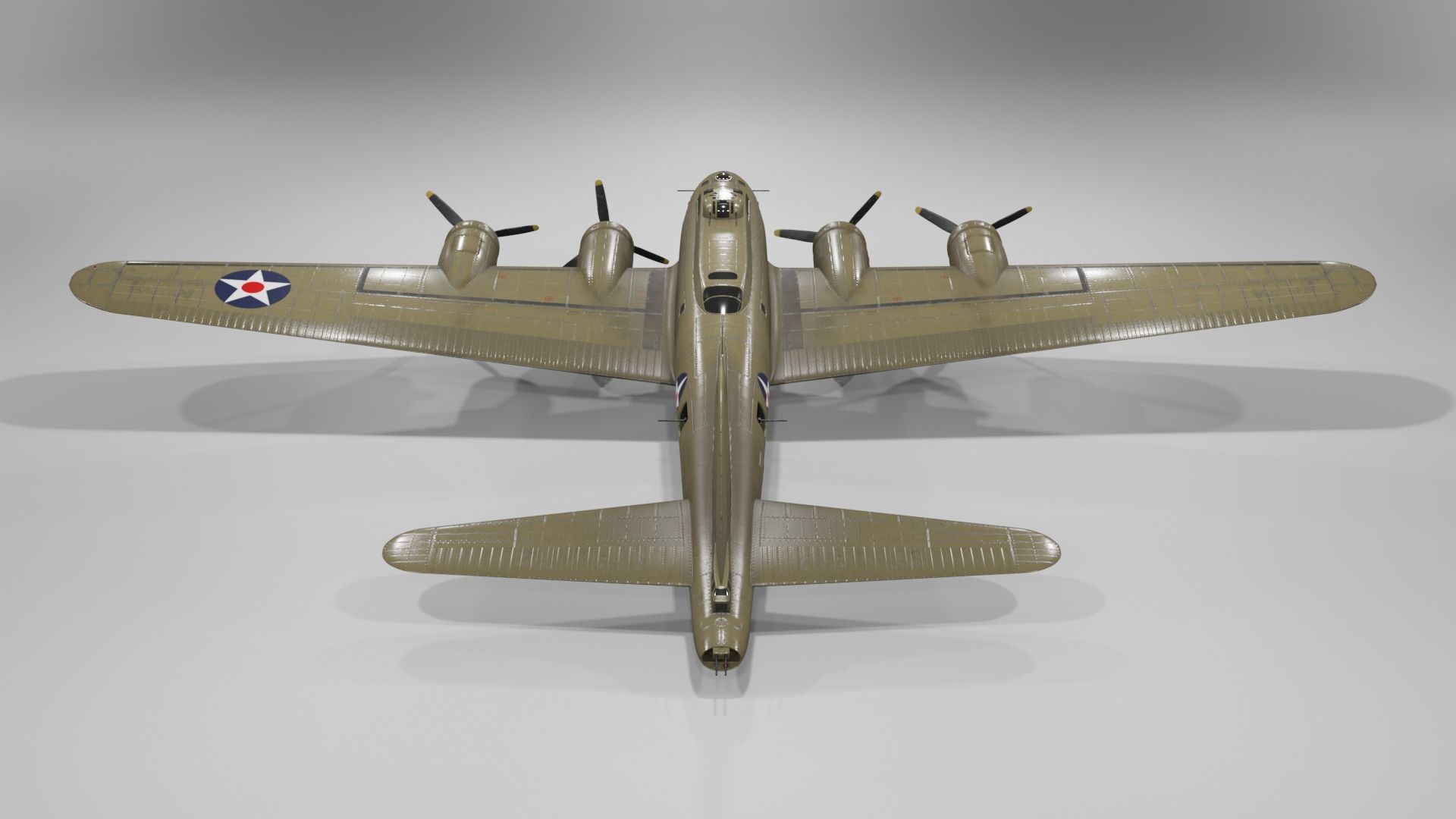 Boeing B-17f Flying Fortress Heavy bomber Low-poly 3D model_5