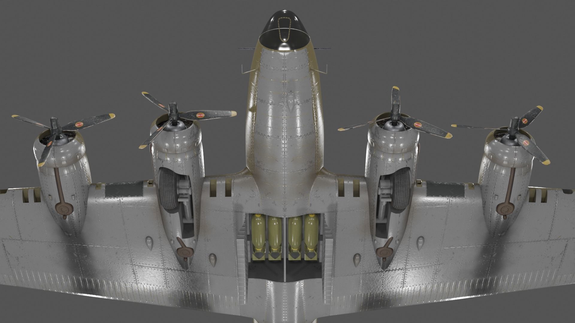 Boeing B-17f Flying Fortress Heavy bomber Low-poly 3D model_17