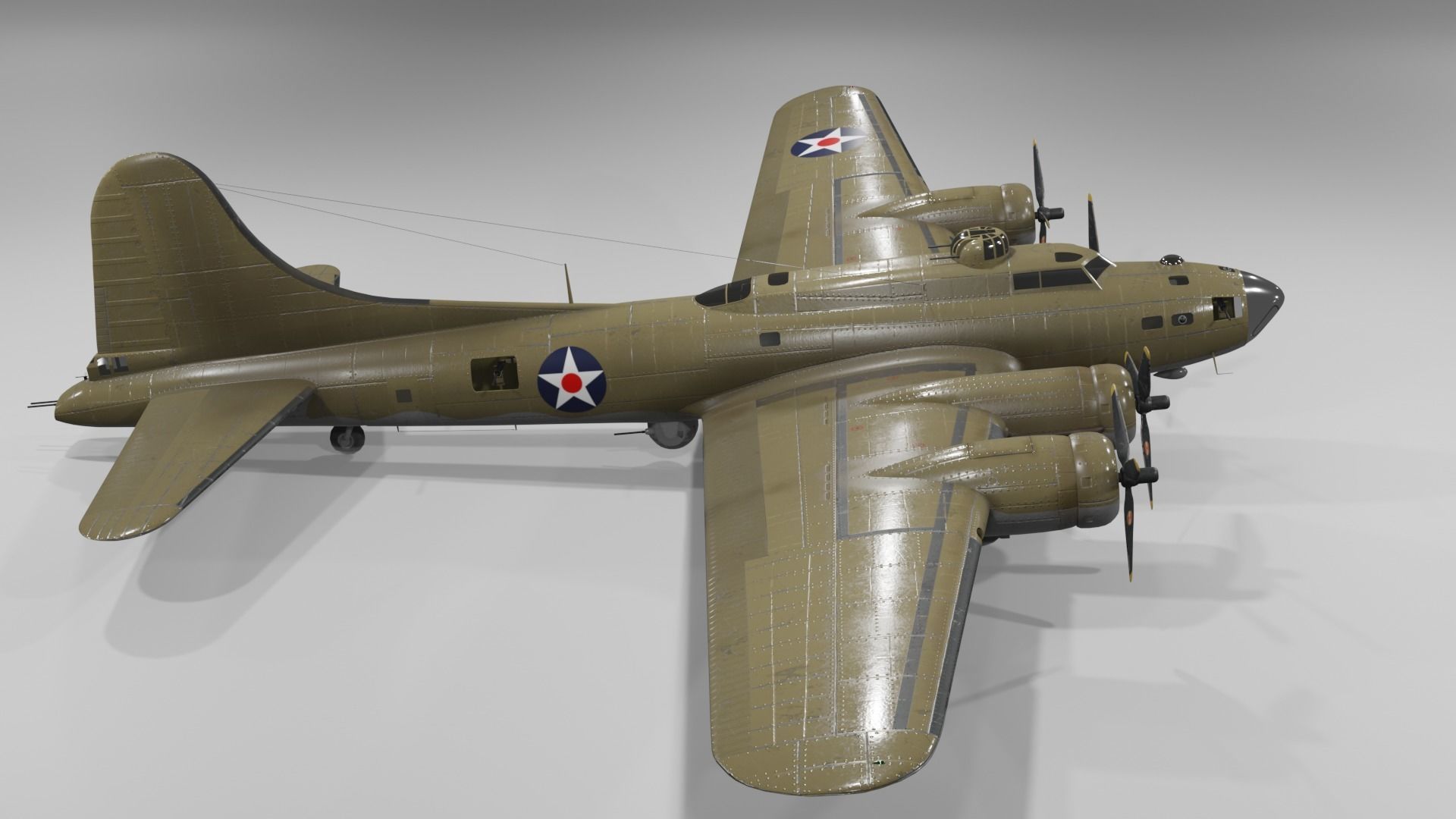 Boeing B-17f Flying Fortress Heavy bomber Low-poly 3D model_23