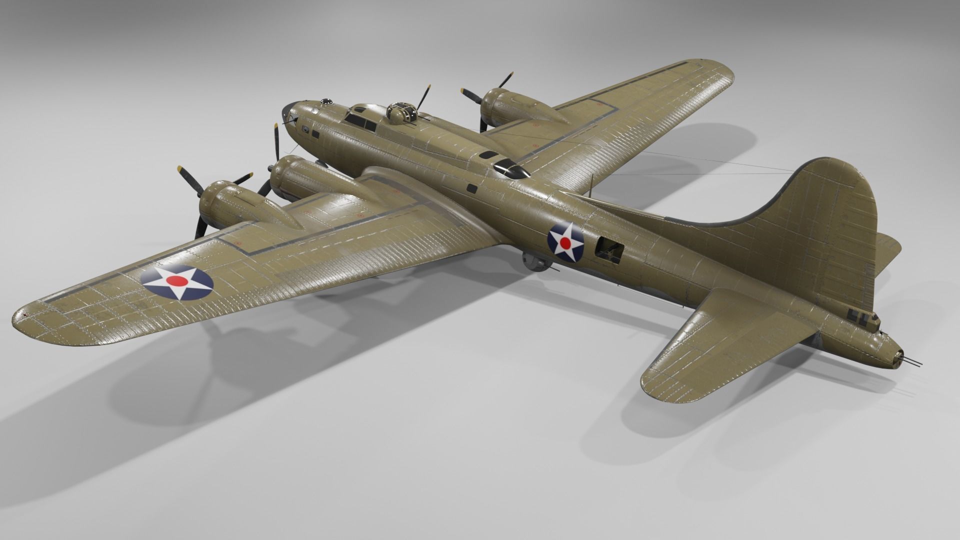 Boeing B-17f Flying Fortress Heavy bomber Low-poly 3D model_4