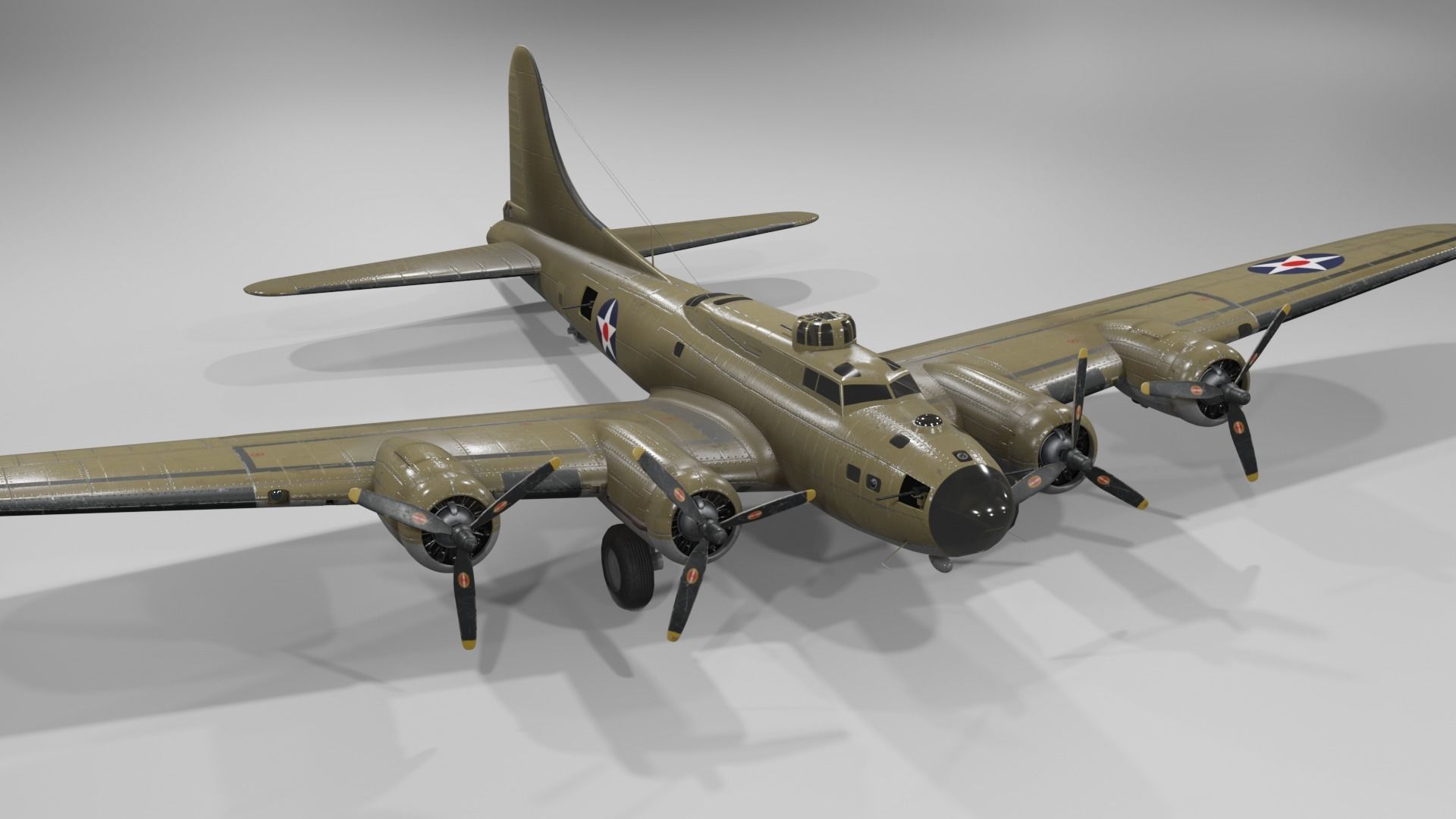 Boeing B-17f Flying Fortress Heavy bomber Low-poly 3D model_19