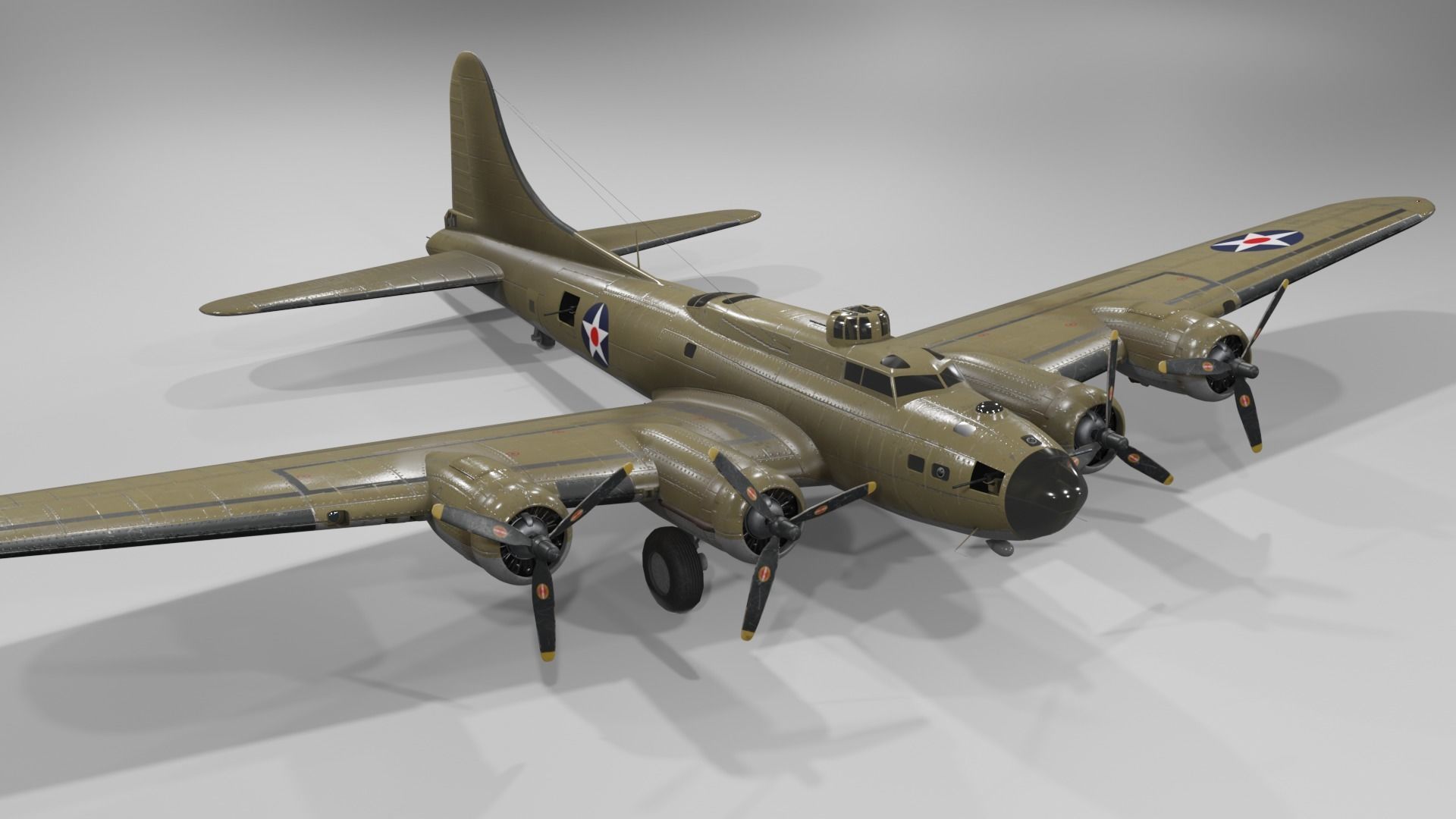 Boeing B-17f Flying Fortress Heavy bomber Low-poly 3D model_21