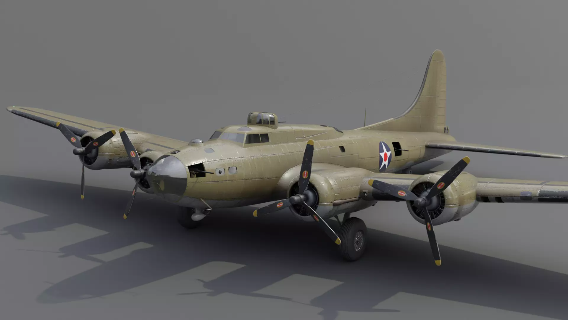 Boeing B-17f Flying Fortress Heavy bomber Low-poly 3D model_0