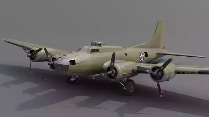 Boeing B-17f Flying Fortress Heavy bomber Low-poly 3D model
