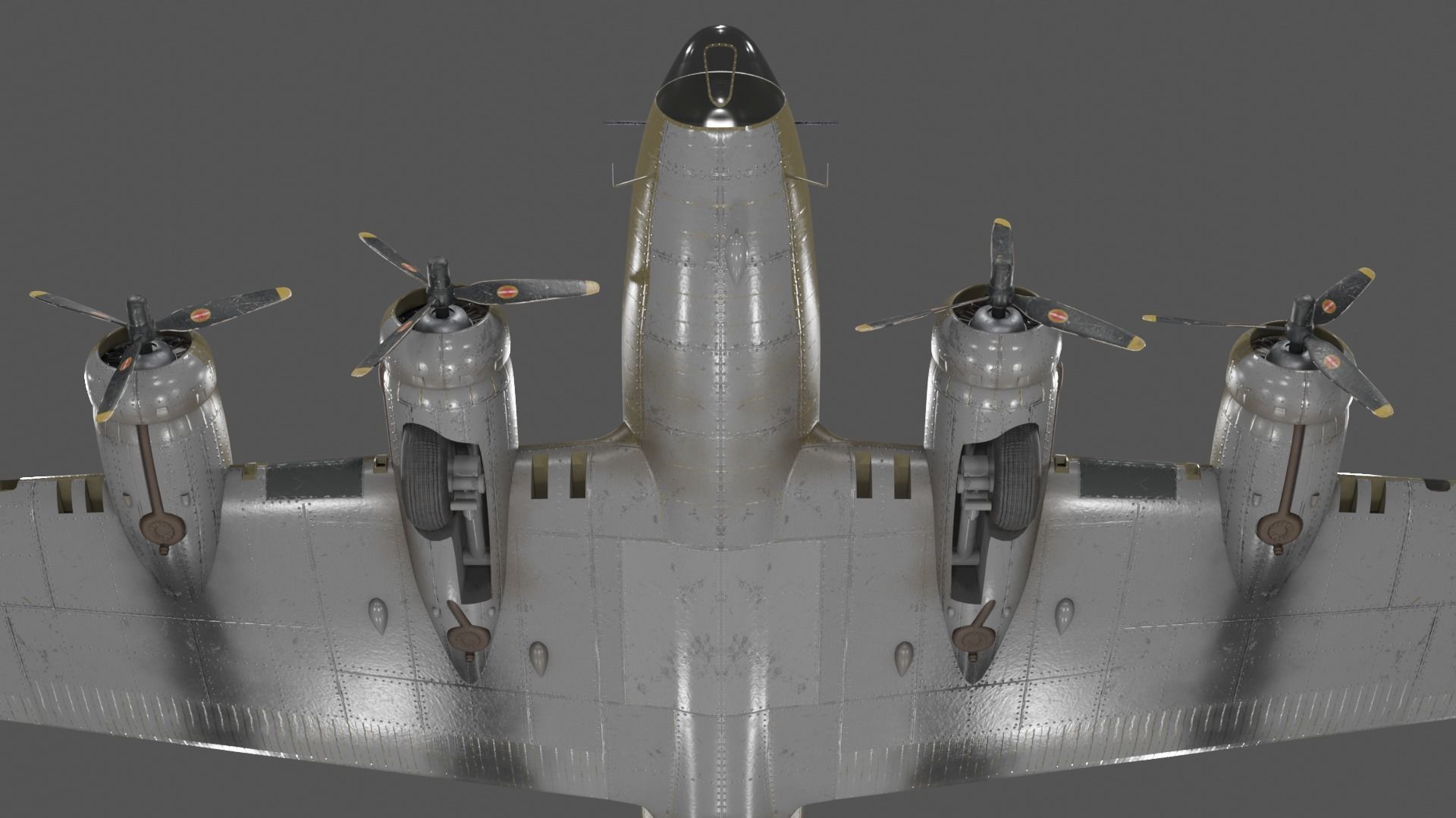 Boeing B-17f Flying Fortress Heavy bomber Low-poly 3D model_14