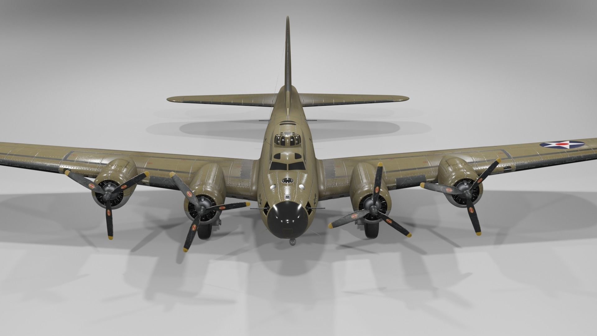 Boeing B-17f Flying Fortress Heavy bomber Low-poly 3D model_22