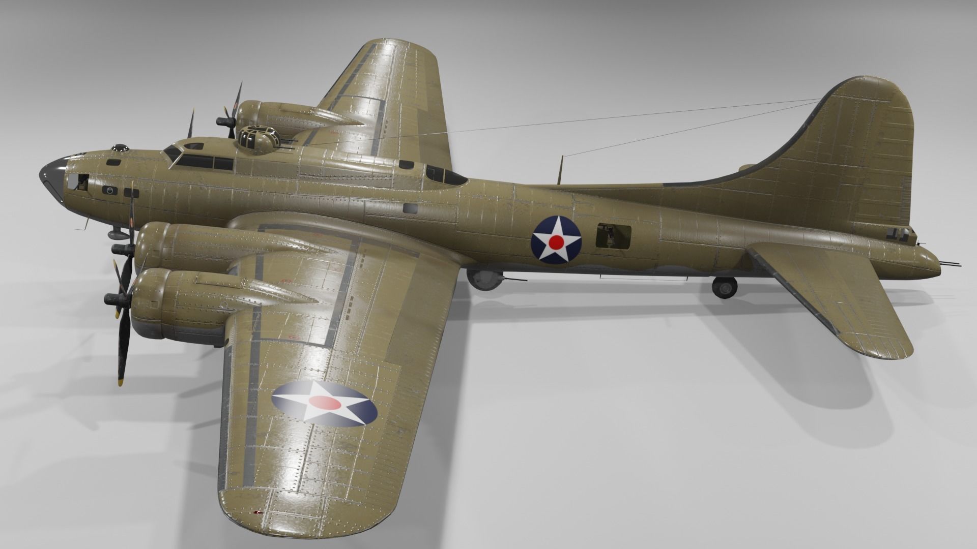 Boeing B-17f Flying Fortress Heavy bomber Low-poly 3D model_3