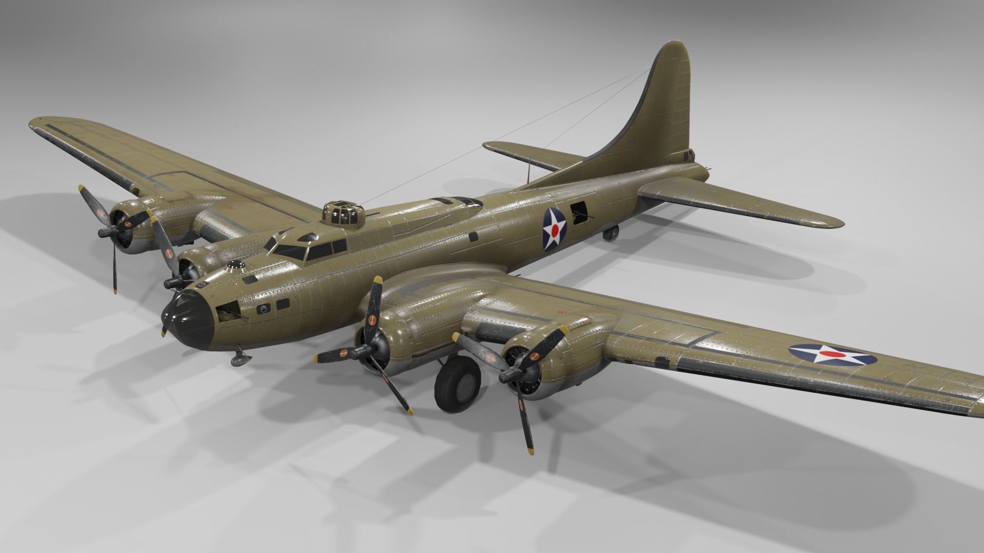 Boeing B-17f Flying Fortress Heavy bomber Low-poly 3D model_18