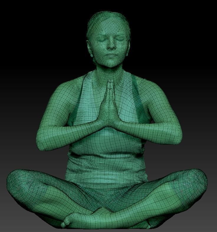 Woman in pink doing yoga 305 Low-poly 3D model_4