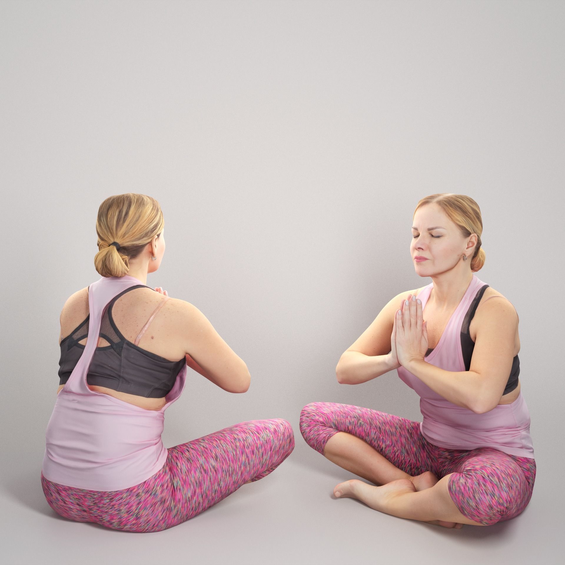 Woman in pink doing yoga 305 Low-poly 3D model_1