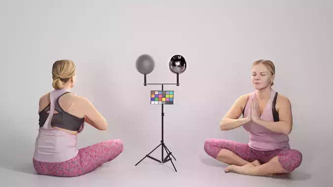 Woman in pink doing yoga 305 Low-poly 3D model