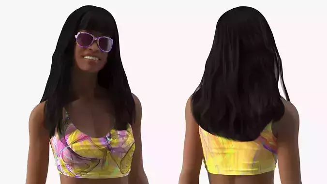 Beach Style Young Light Skin Black Woman Standing Pose