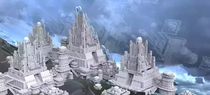 Fantasy Atlantis architecture huge city 3D 3D model