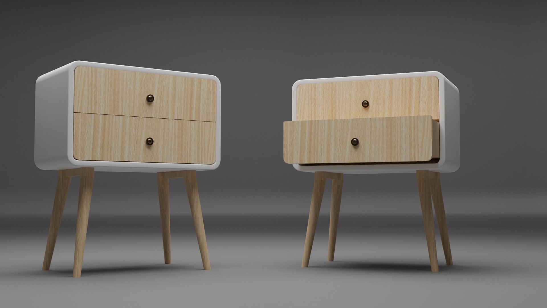 Vintage oval side table with drawers Low-poly 3D model Low-poly 3D model_3