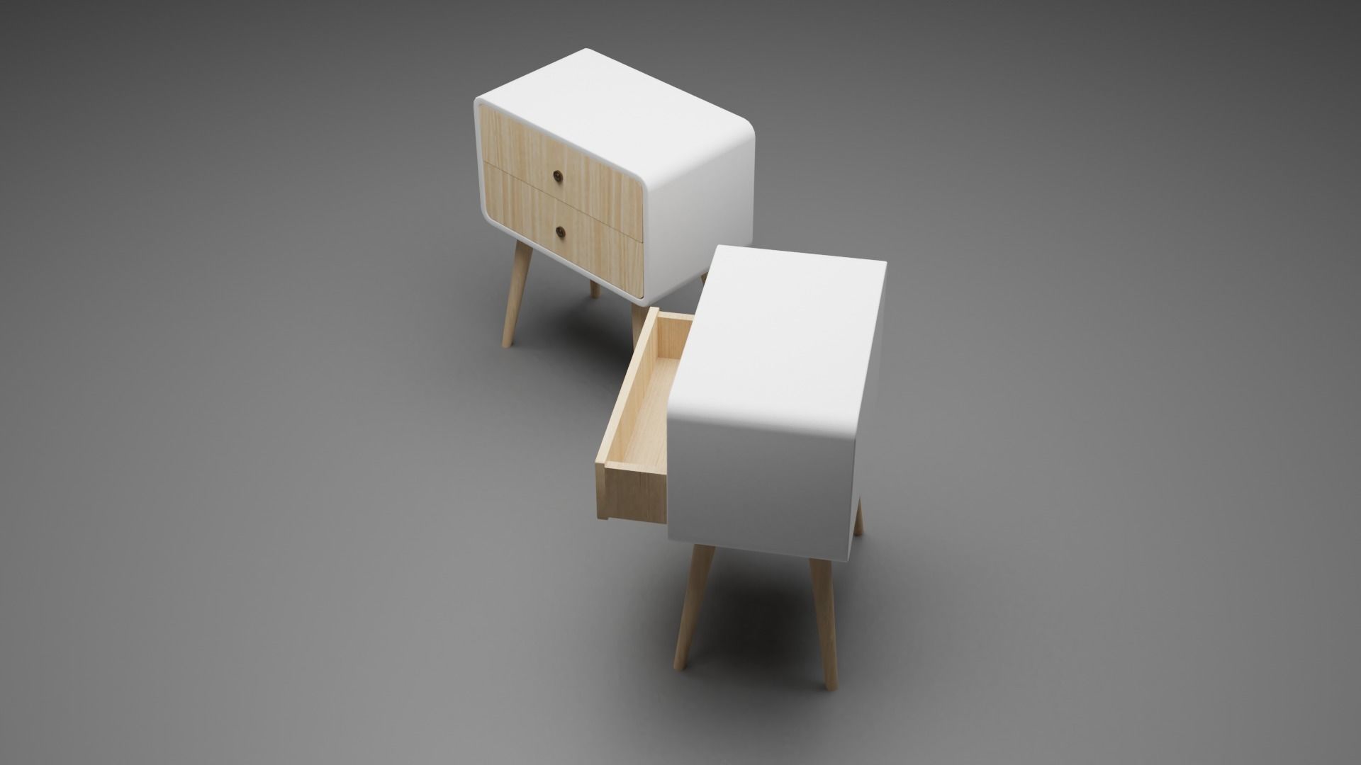 Vintage oval side table with drawers Low-poly 3D model Low-poly 3D model_1