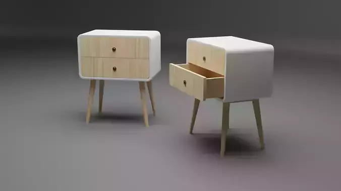 Vintage oval side table with drawers Low-poly 3D model