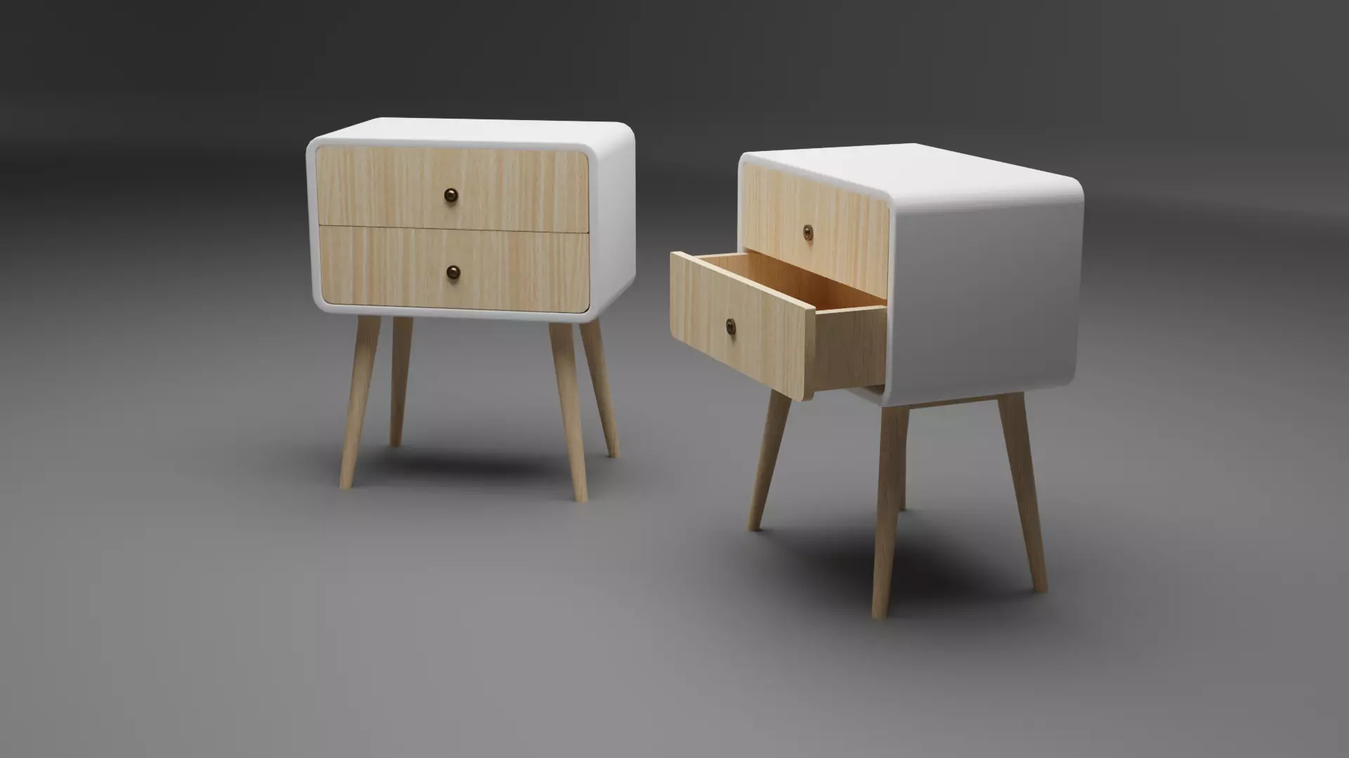 Vintage oval side table with drawers Low-poly 3D model Low-poly 3D model_0