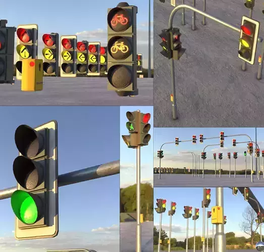 German Traffic Lights Construction Kit Low-poly 3D model
