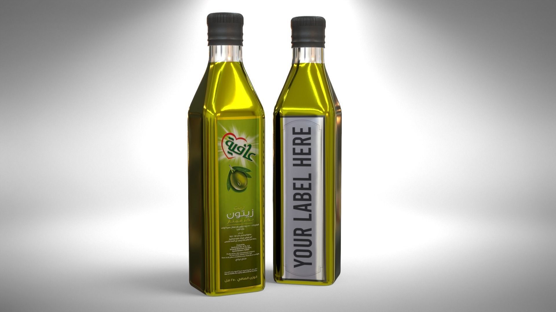 Olive Bottle with Editable Label Low-poly 3D model_14